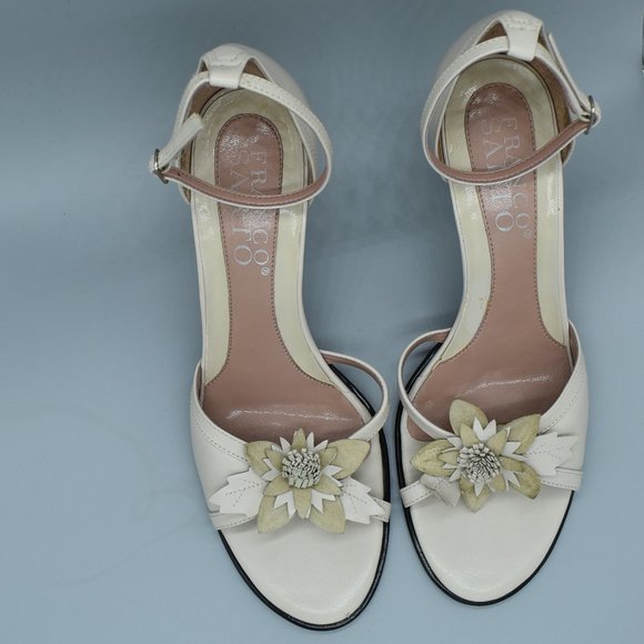 Franco Sarto Cream Strappy Heels With Flower - Picture 11 of 13